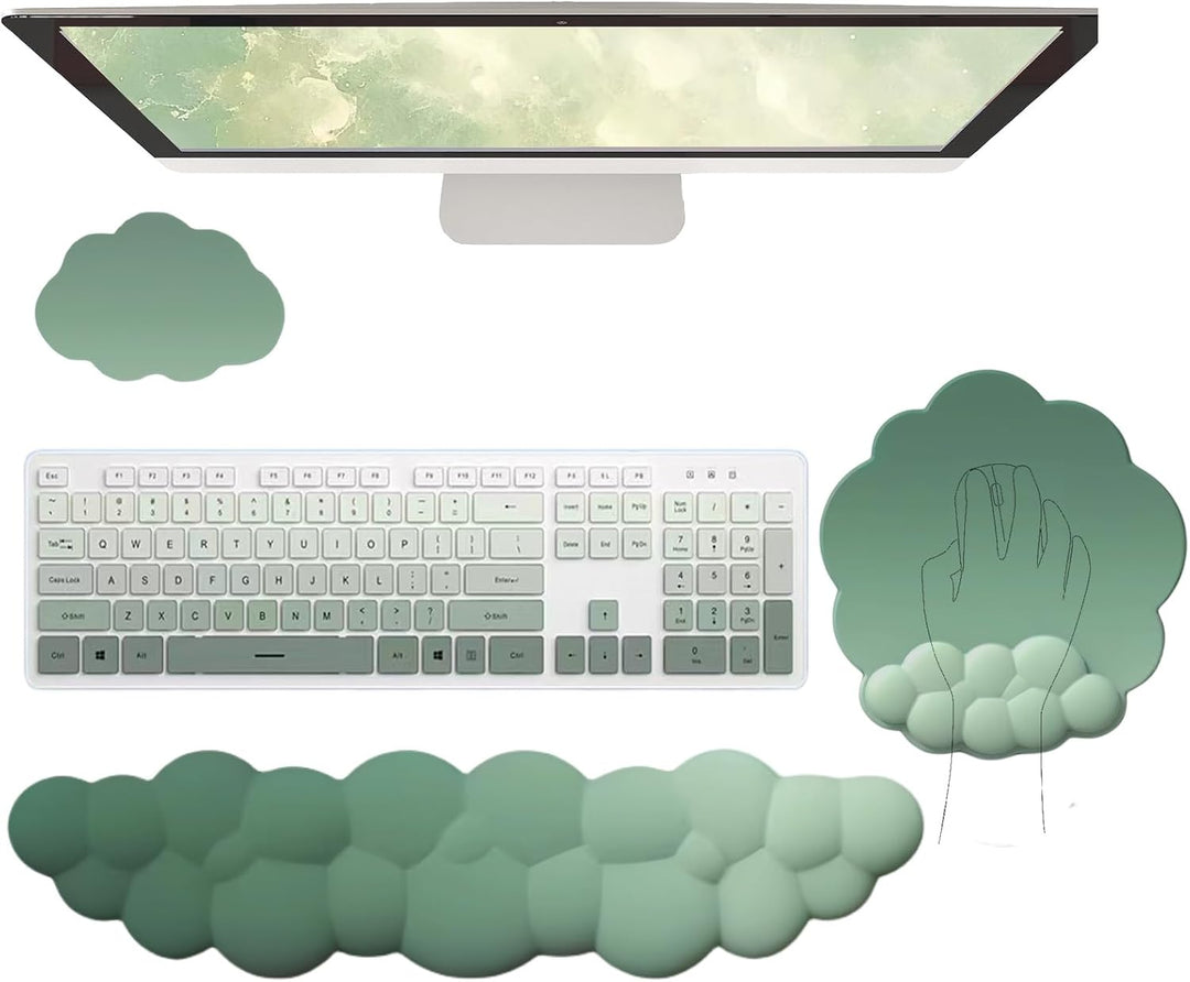 Ergonomická opěrka zápěstí ve tvaru mráčku s podložkou pod myš a podtáčkem – Zeyora