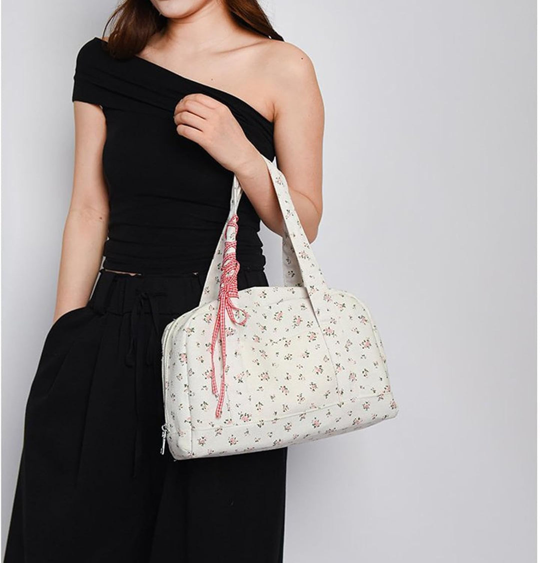Bow Duffle Bag – Velká plátěná víkendová taška s detailem stuhy – Floria