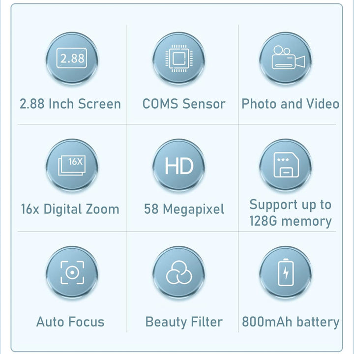 4K kompaktní digitální fotoaparát s 58 Mpx fotografiemi a 16násobným zoomem – Lumora