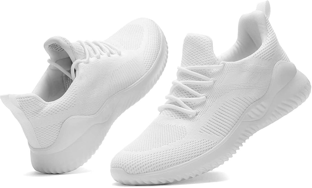 Weiße Sportschuhe, atmungsaktiv, rutschfest, für Herren und Damen, ideal zum Laufen.