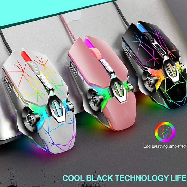 Mechanická herní klávesnice s 87 klávesami, RGB podsvícením a modrými spínači.