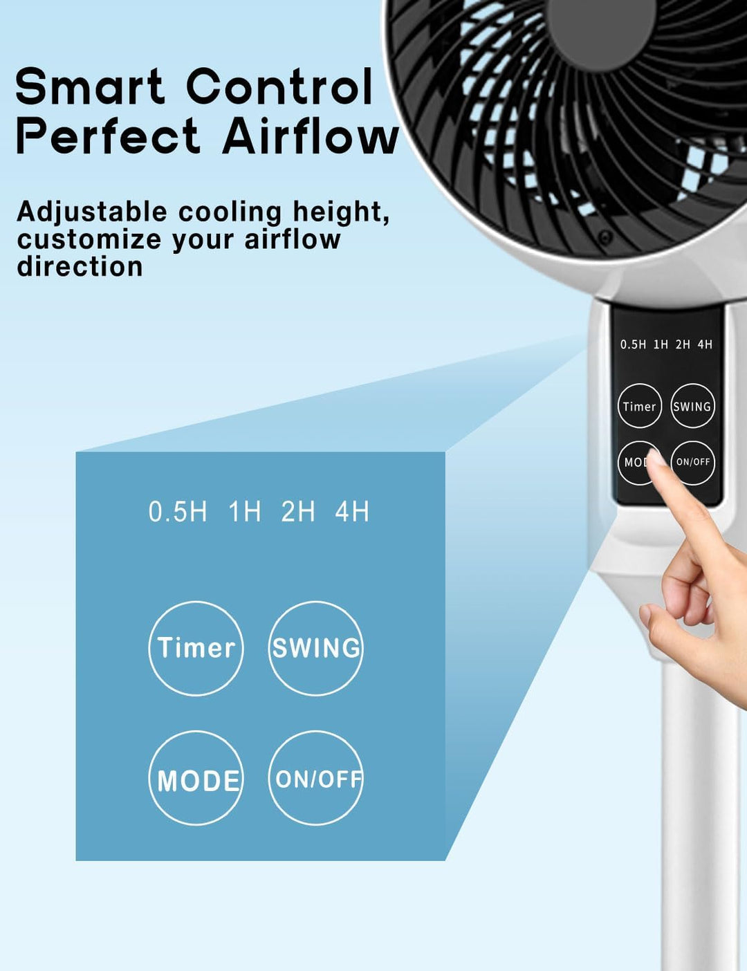 Nastavitelný stojanový ventilátor s 3D-oscilací – Aerion
