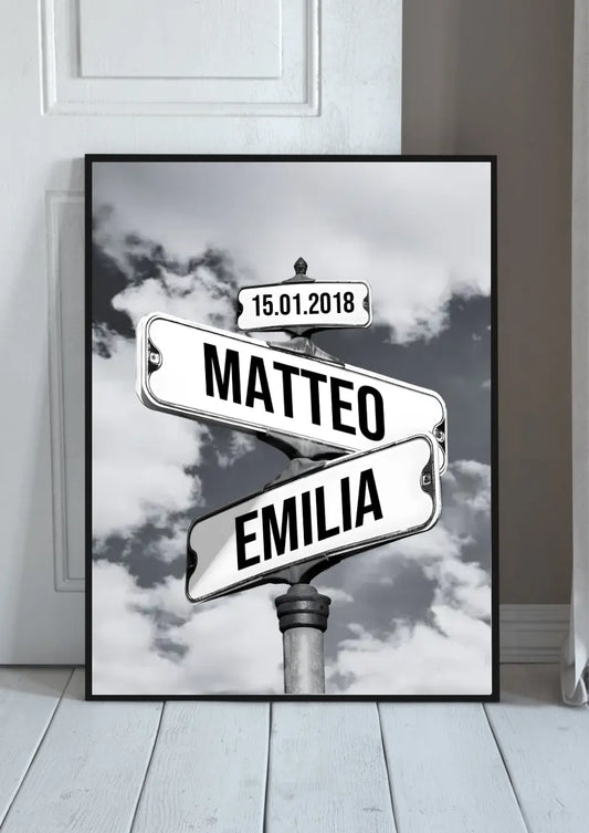 Plakát s dopravními značkami pro páry