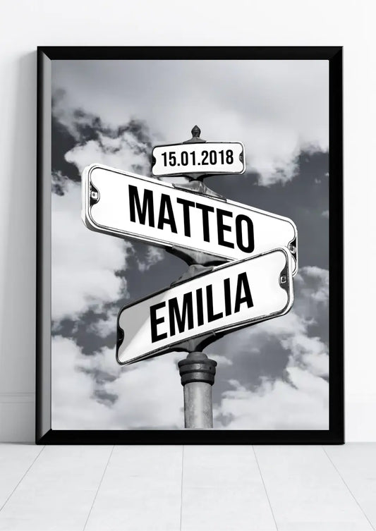 Plakát s dopravními značkami pro páry