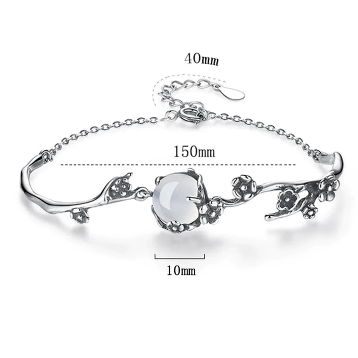 Silberarmband mit Blumenmuster, verstellbar, 150mm, elegantes Design, Damen-Schmuck.