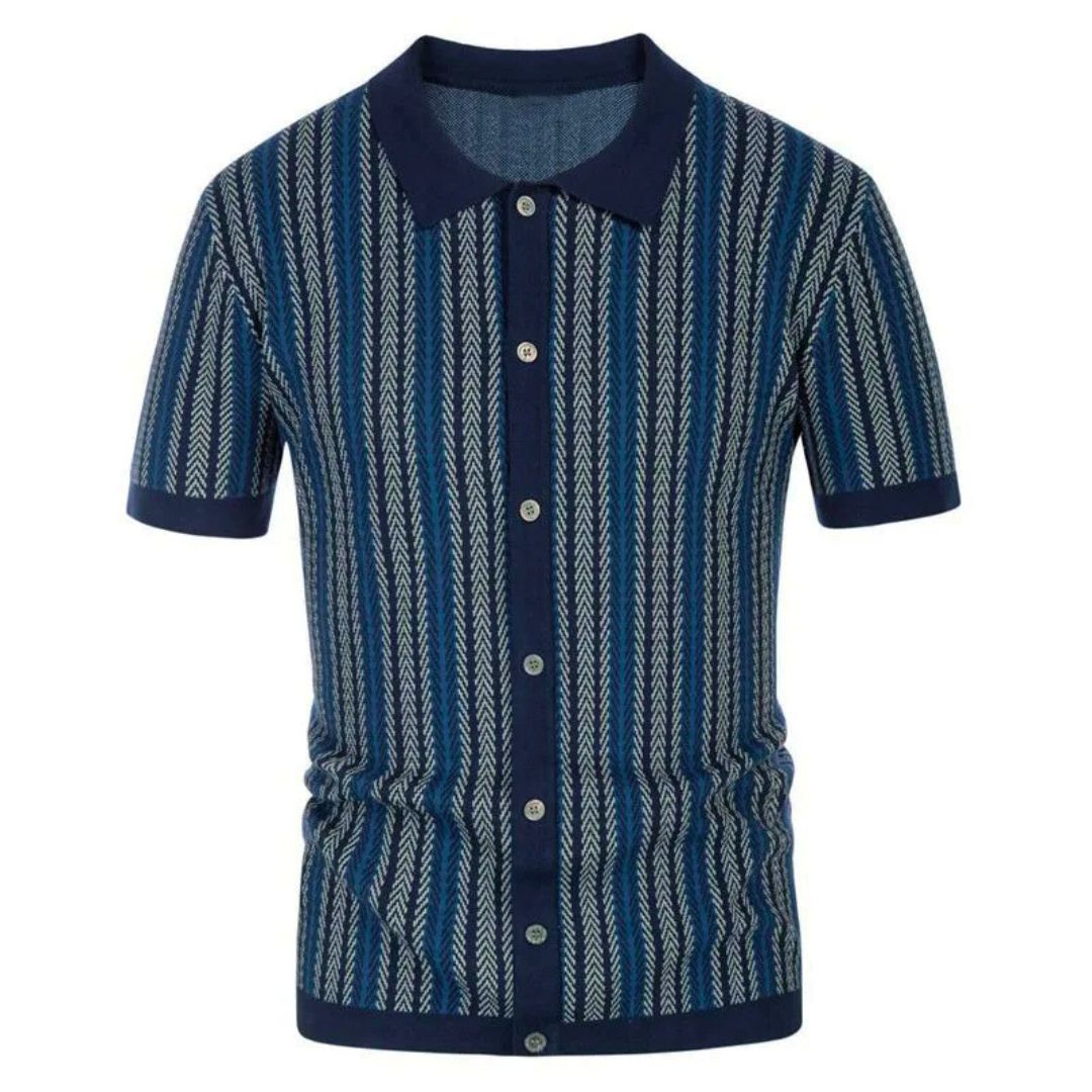 Pánské polo tričko Chevron s knoflíkovou légou – Julian