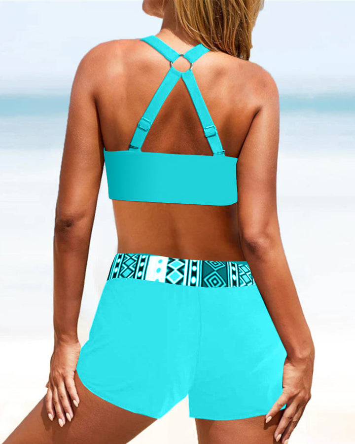 Bikini s vysokým pasem a geometrickým vzorem – Serena