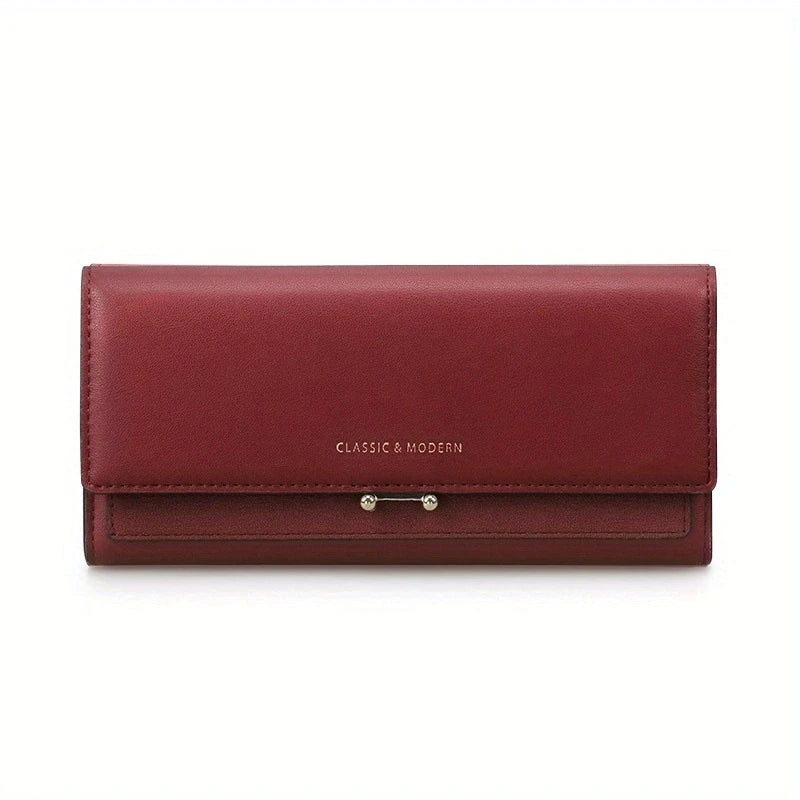 Rote Damen-Lederbrieftasche, klassisches Design, elegant, modern, hochwertig, stilvoll.