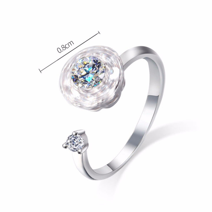 Silberner Damenring mit Zirkonia, verstellbar, 0,8 cm, elegantes Design, Schmuck für Frauen.
