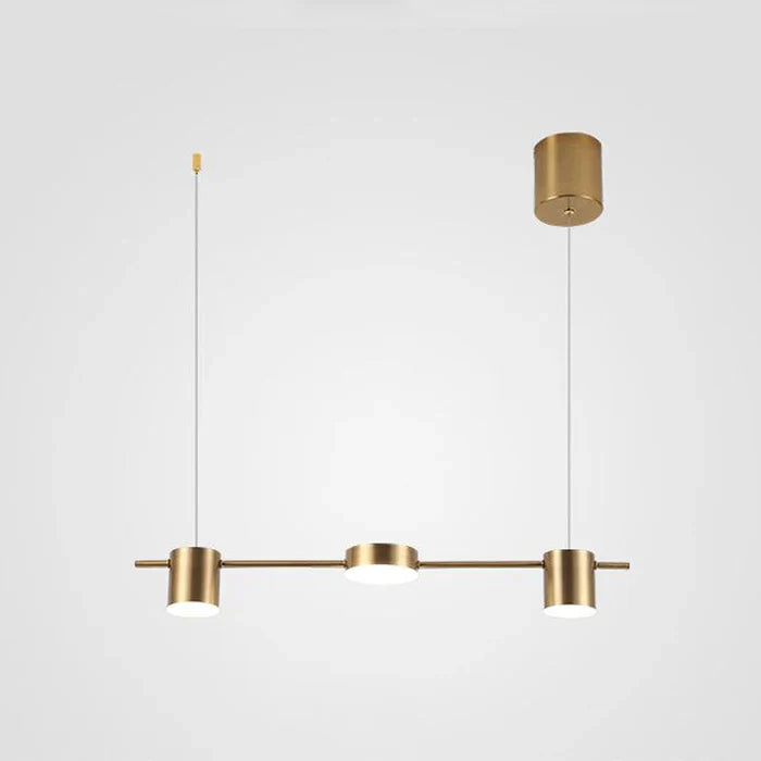 Moderne goldene Pendelleuchte, dreiflammig, minimalistisch, für Esszimmer oder Wohnzimmer.