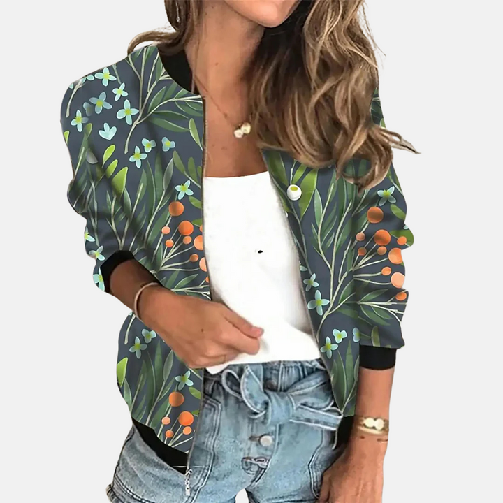 Dámský retro bomber s podzimním potiskem – Zoë