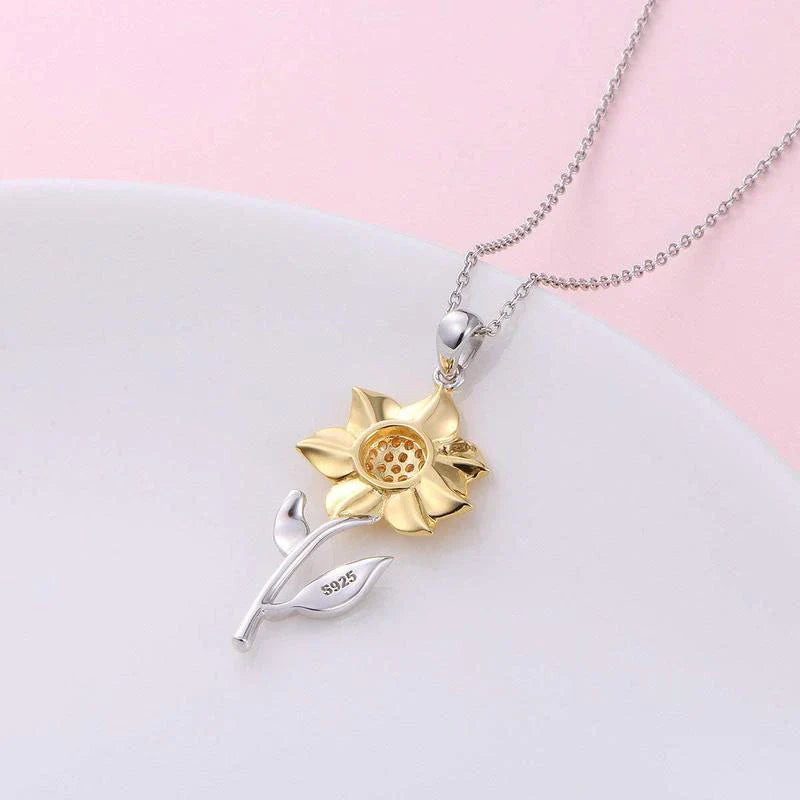 Silberne Sonnenblume Anhänger Halskette, 925 Sterling Silber, Damen Schmuck, Geschenkidee.