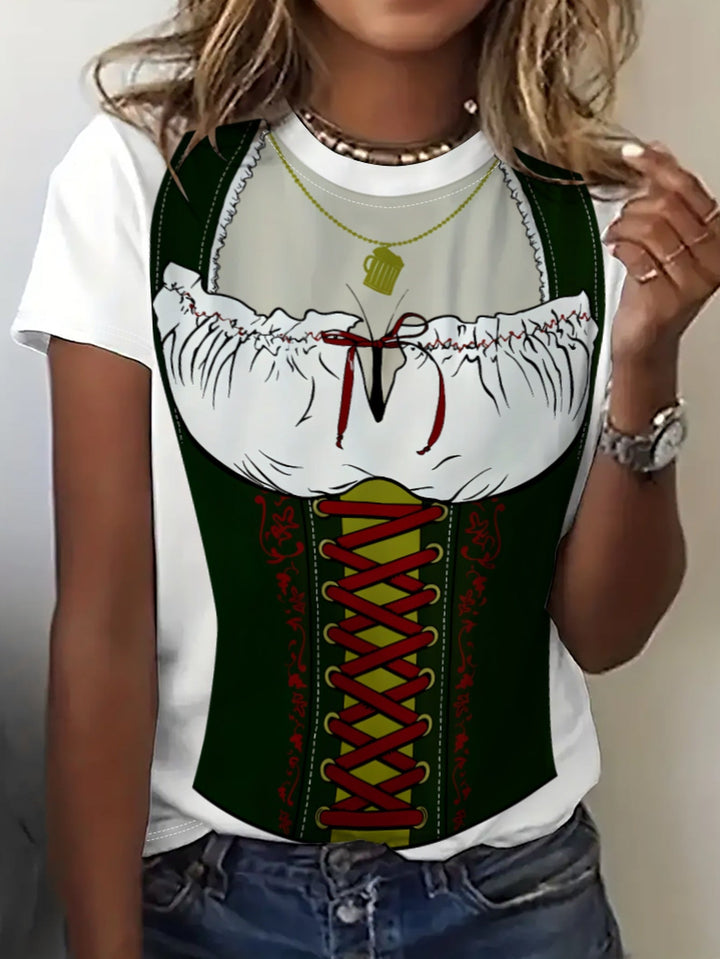 Dámské tričko s krátkým rukávem v dirndl stylu – Anna Oktoberfest 2025