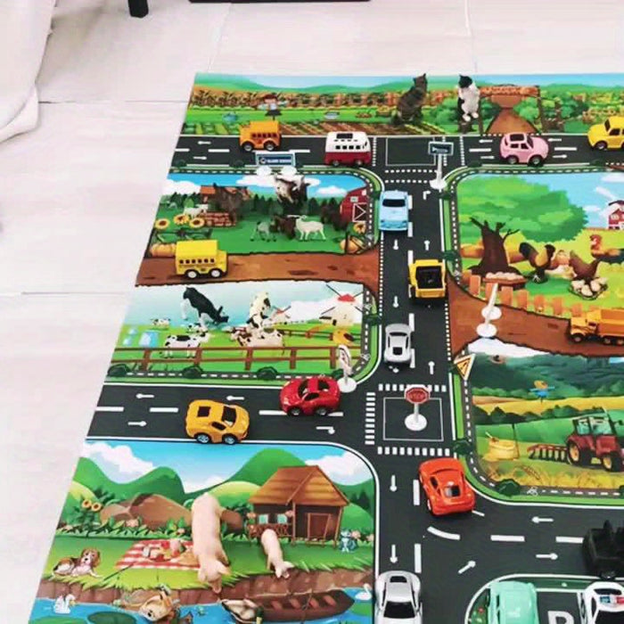 Dětská herní podložka s motivem farmy a dopravy - DuoPlay