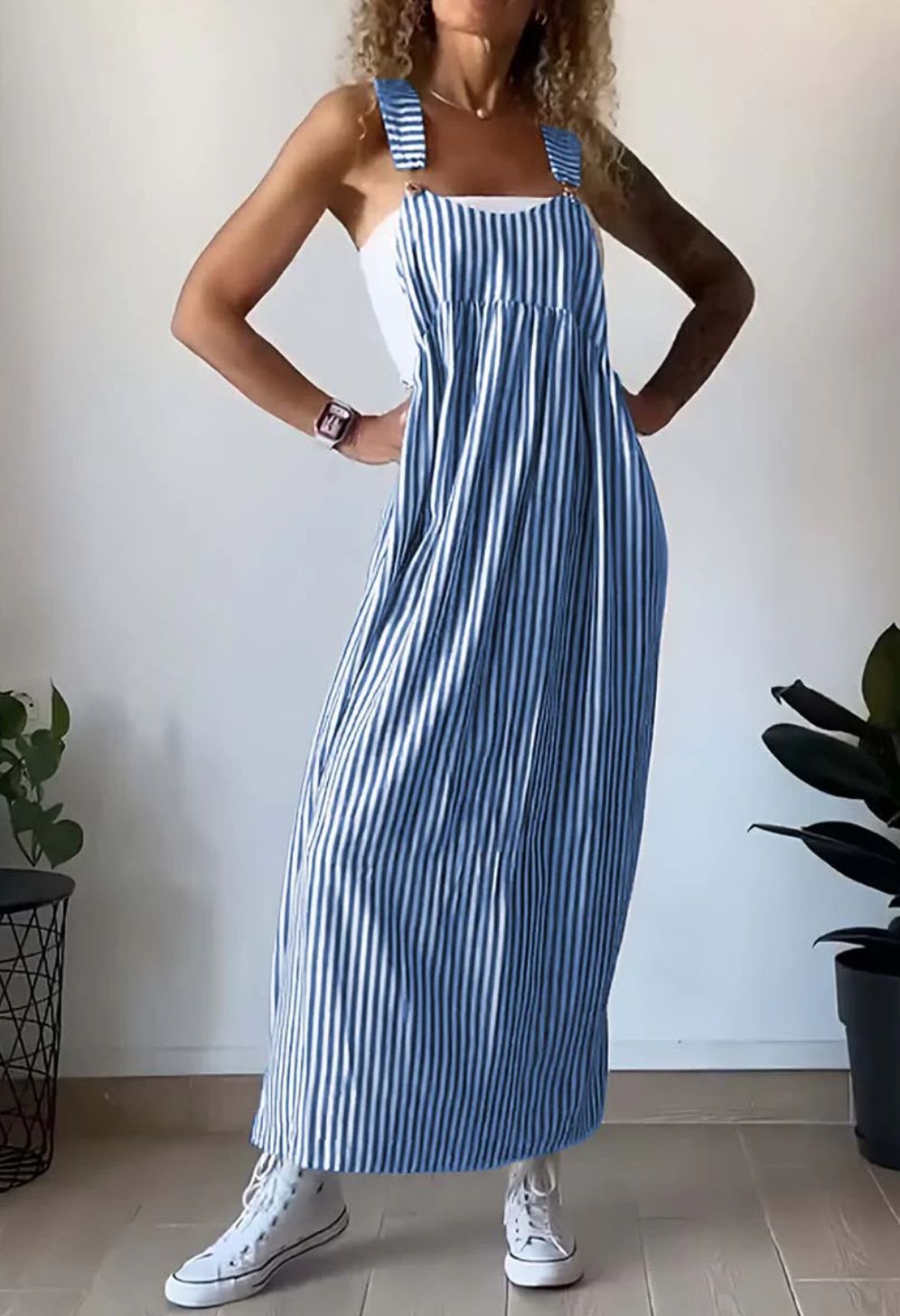 Stylový pruhovaný casual overal s pohodlným střihem – Liana