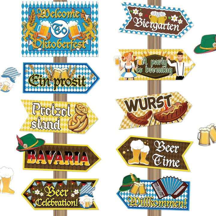 Oktoberfest slavnostní dekorace prostoru, 3 sady (po 10 kusech) – WiesnSkyltSet Oktoberfest 2025