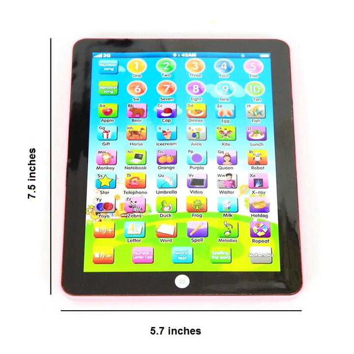 Interaktivní tablet pro malé děti s zvuky, barvami a funkcí kvízu – 7,5 palce