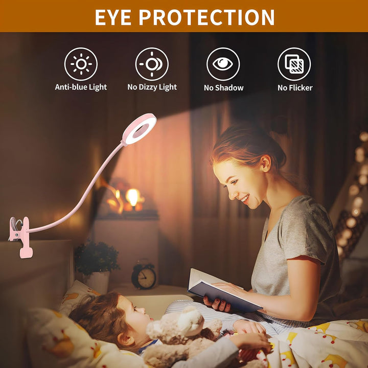 LED stolní lampička s klipem, 3 barevné režimy, s flexibilním husím krkem – Selvara (1+1 ZDARMA)