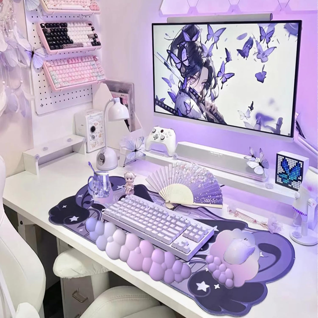 Ergonomická opěrka zápěstí ve tvaru mráčku s podložkou pod myš a podtáčkem – Zeyora