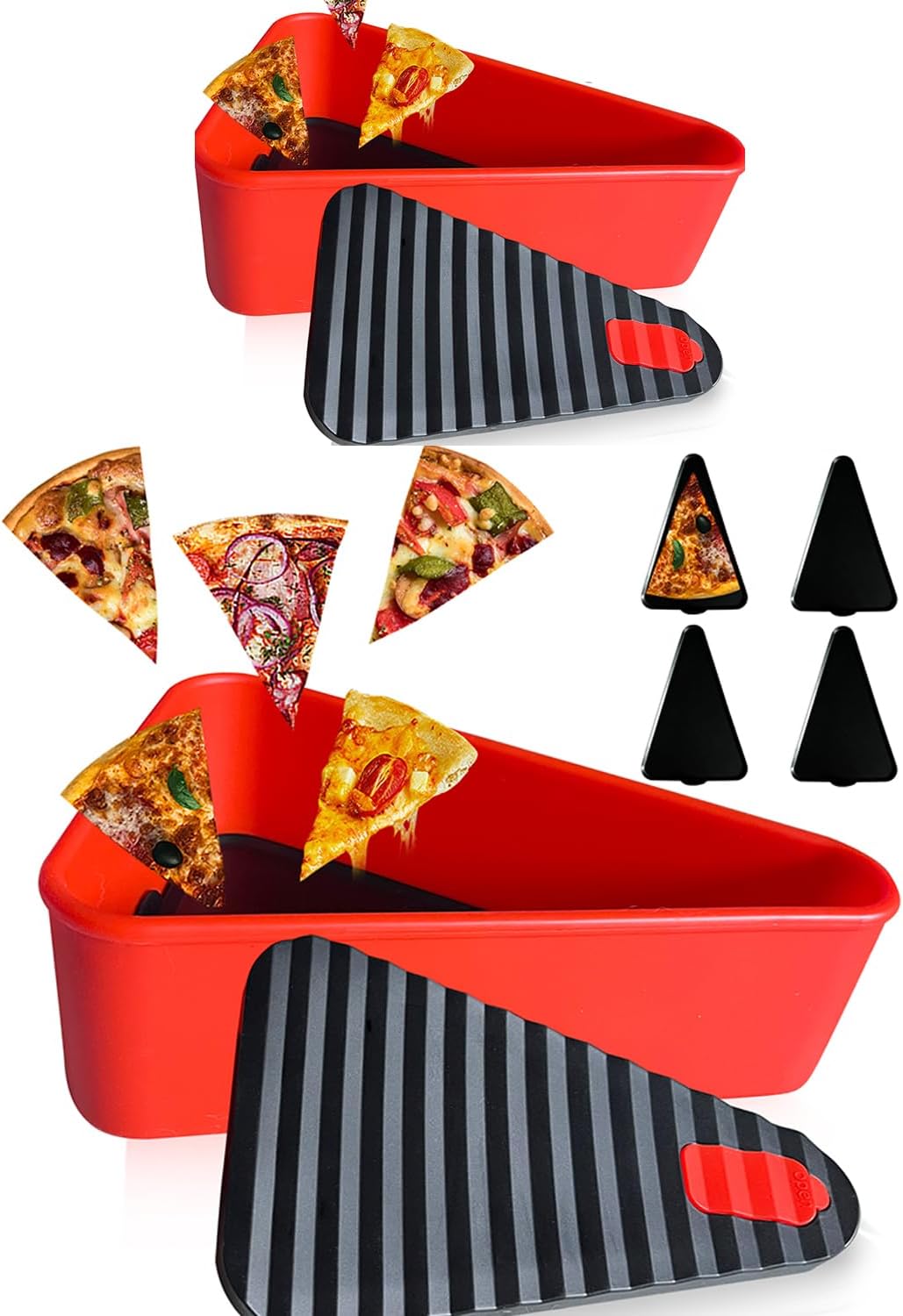 Opakovaně použitelný úložný box na pizzu se 2 podnosy – SliceSafe (1+1 ZDARMA)