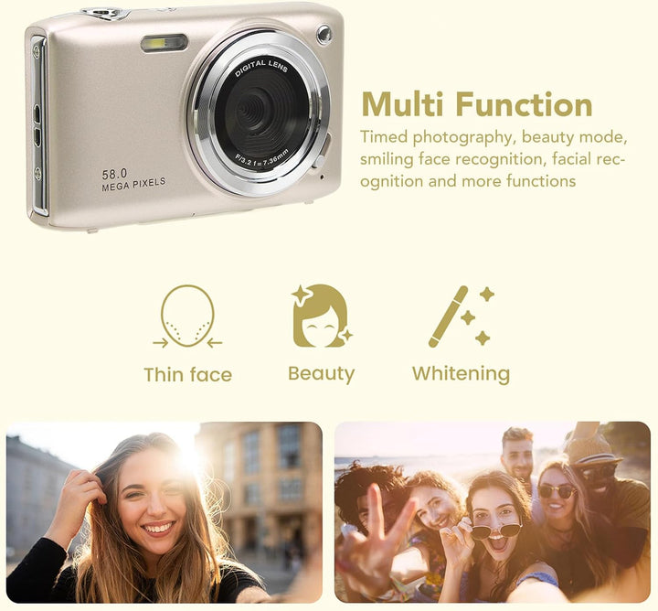 4K kompaktní digitální fotoaparát s 58 Mpx fotografiemi a 16násobným zoomem – Lumora