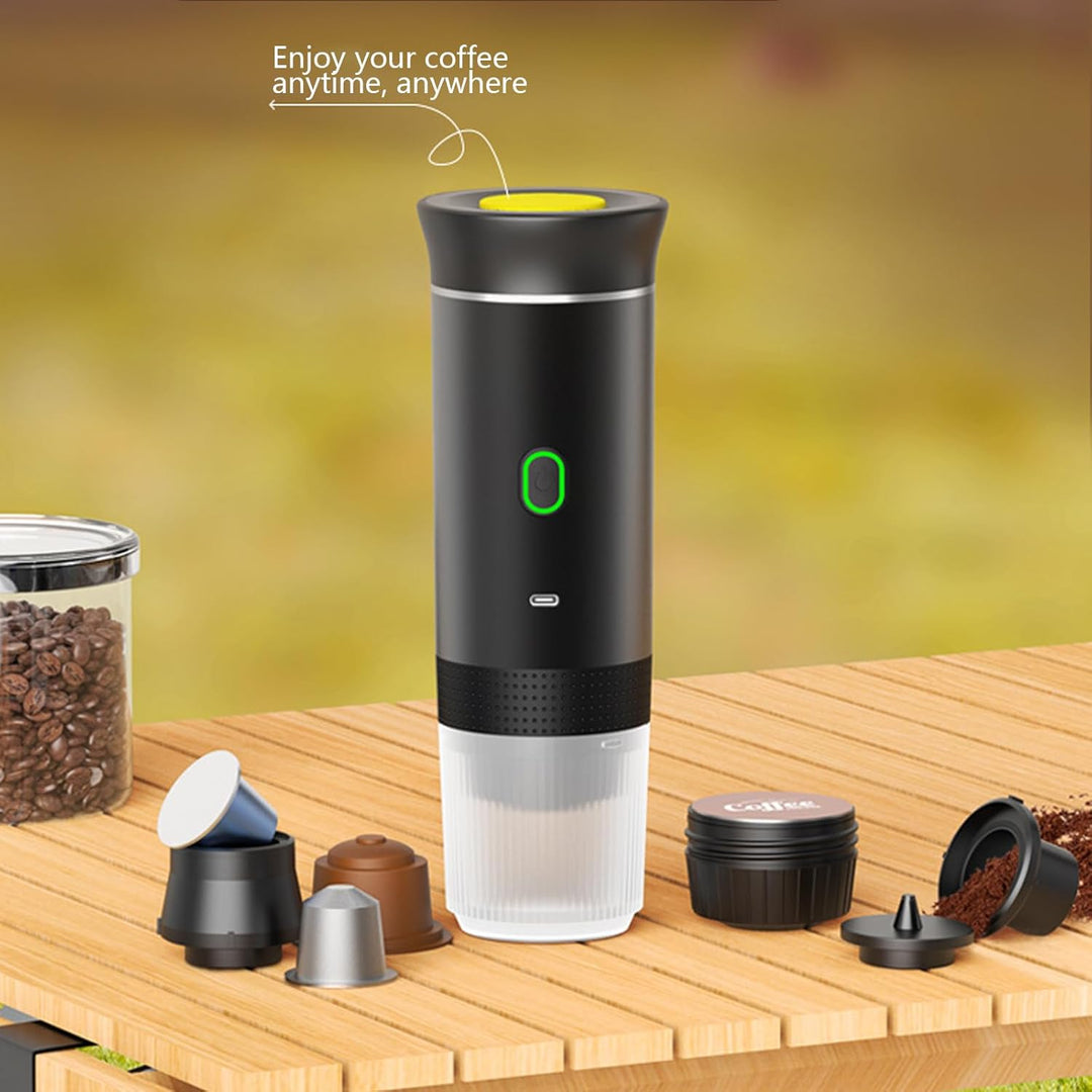 Přenosný 3v1 espresso kávovar s dobíjecím akumulátorem – Raverno