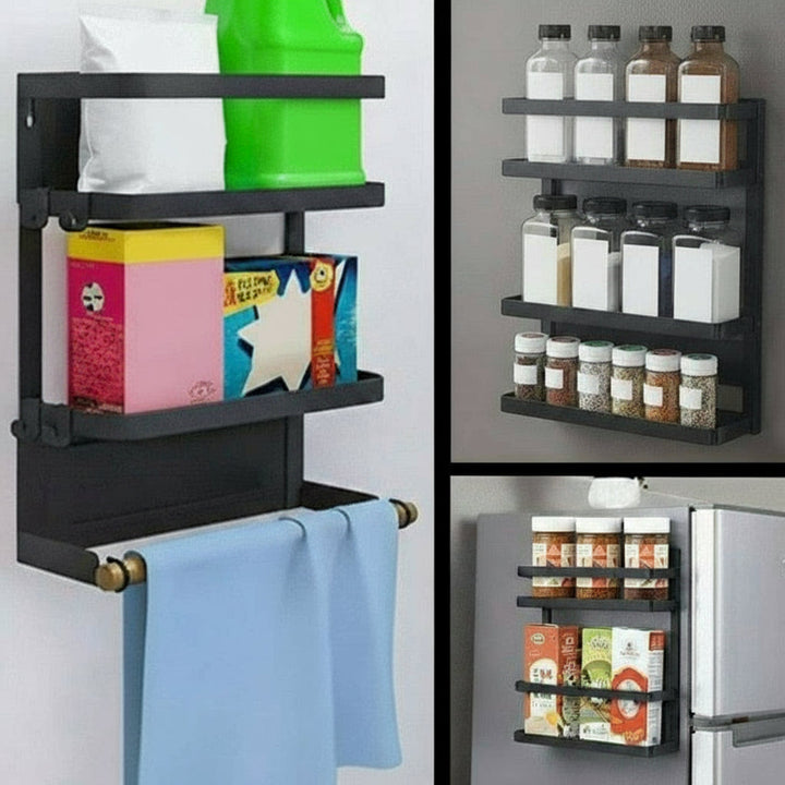 Magnetický regál na koření na lednici s držákem na papírové utěrky – Oryden
