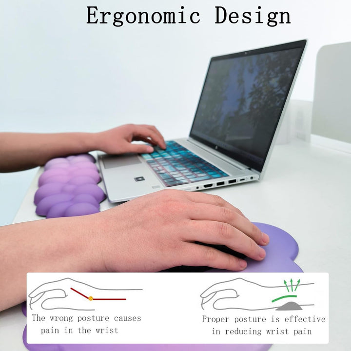 Ergonomická opěrka zápěstí ve tvaru mráčku s podložkou pod myš a podtáčkem – Zeyora