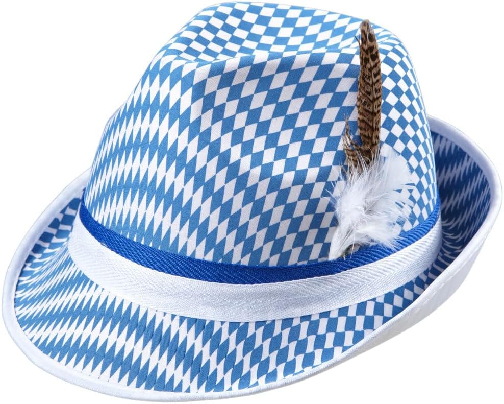 Trachtenový klobouk v rombovém vzoru s peřím – BayernStyle Oktoberfest 2025