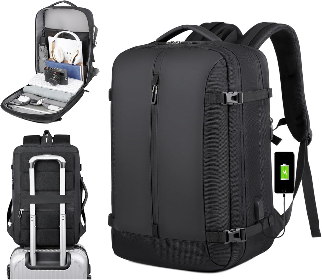 40 l rozšiřitelný vodotěsný cestovní batoh s USB portem a přihrádkou na 17palcový notebook – AirVoyage