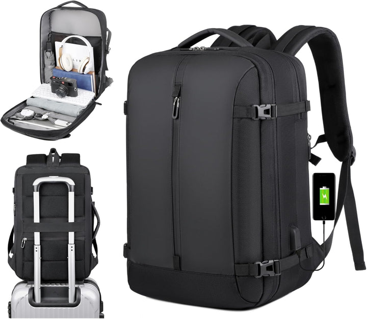 40 l rozšiřitelný vodotěsný cestovní batoh s USB portem a přihrádkou na 17palcový notebook – AirVoyage