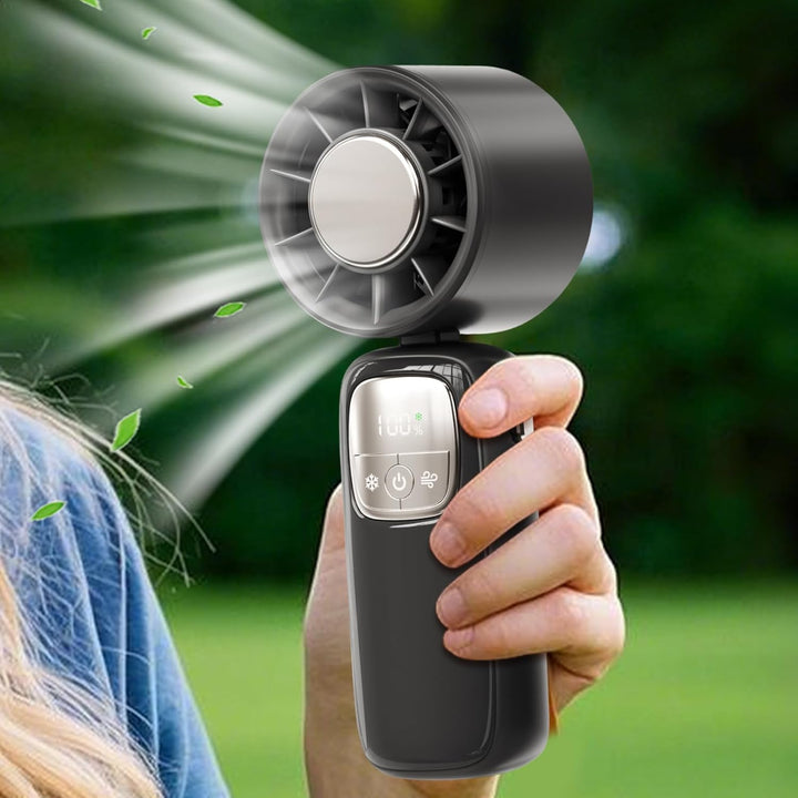 Přenosný skládací ruční větrák s LED displejem, 100 úrovní rychlosti