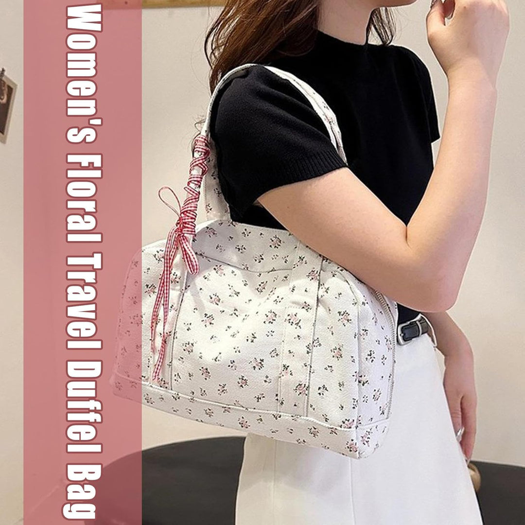 Bow Duffle Bag – Velká plátěná víkendová taška s detailem stuhy – Floria