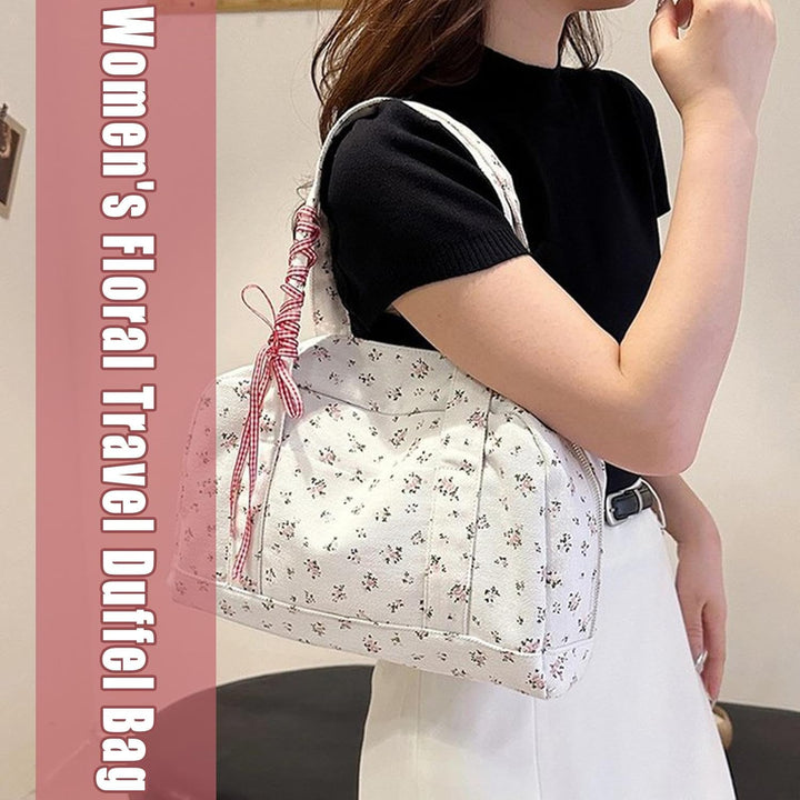 Bow Duffle Bag – Velká plátěná víkendová taška s detailem stuhy – Floria