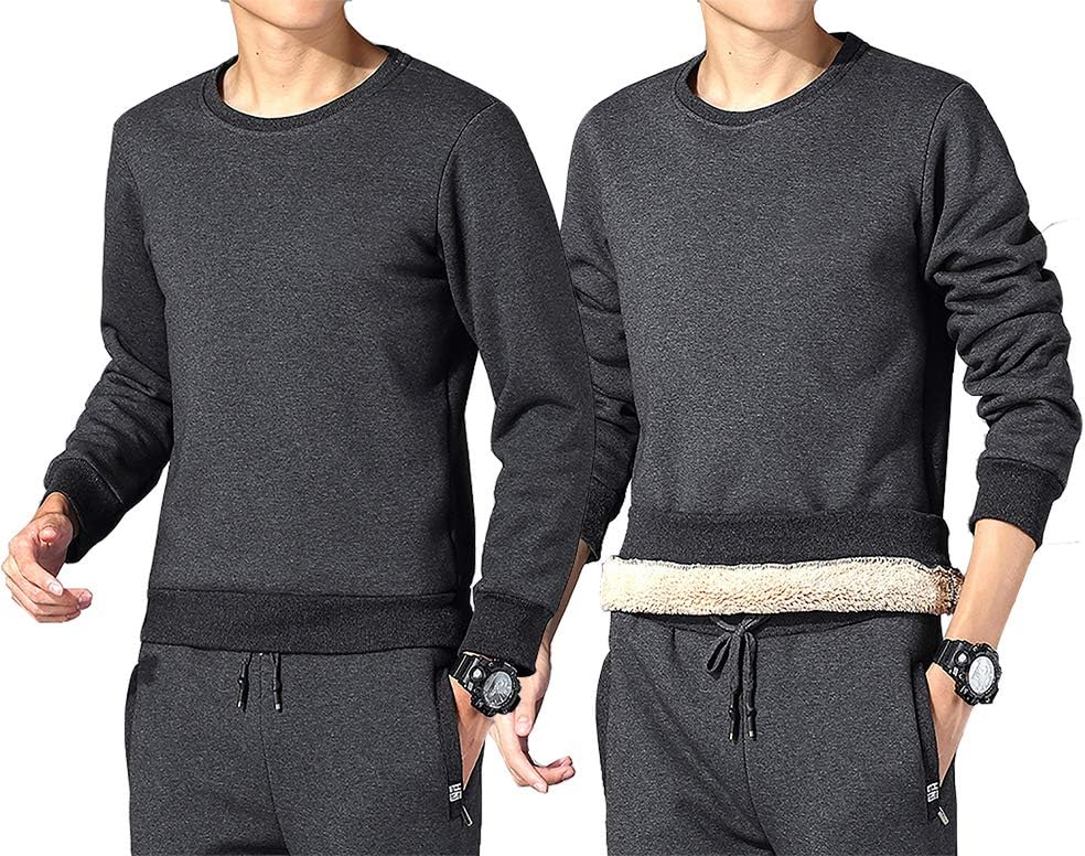 Zwei Herren-Sweatshirts, dunkelgrau, Fleece-Innenfutter, langärmelig, sportlich, bequem.