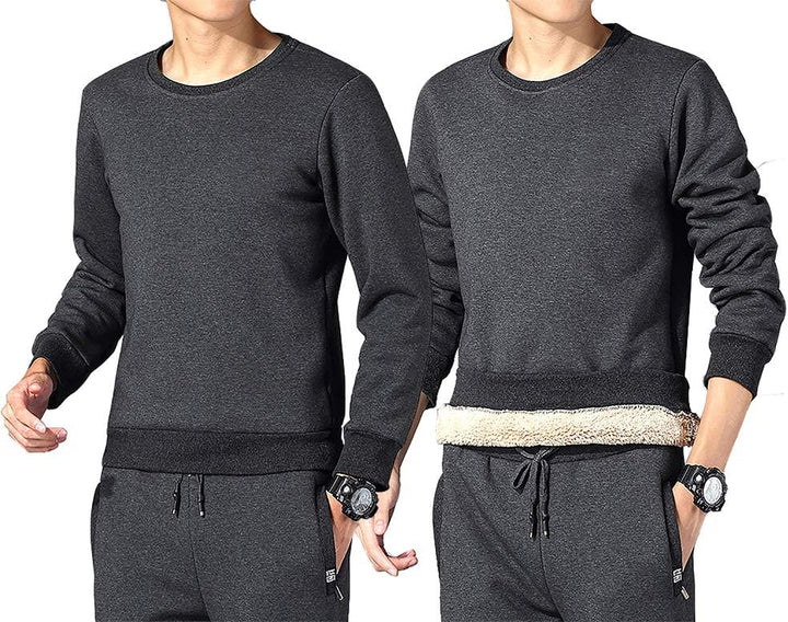 Zwei Herren-Sweatshirts, dunkelgrau, Fleece-Innenfutter, langärmelig, sportlich, bequem.