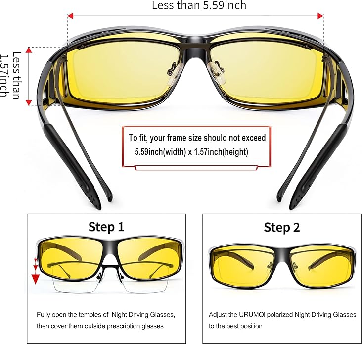 Gelbe polarisierte Nachtsichtbrille, UV-Schutz, für sicheres Fahren bei Nacht.