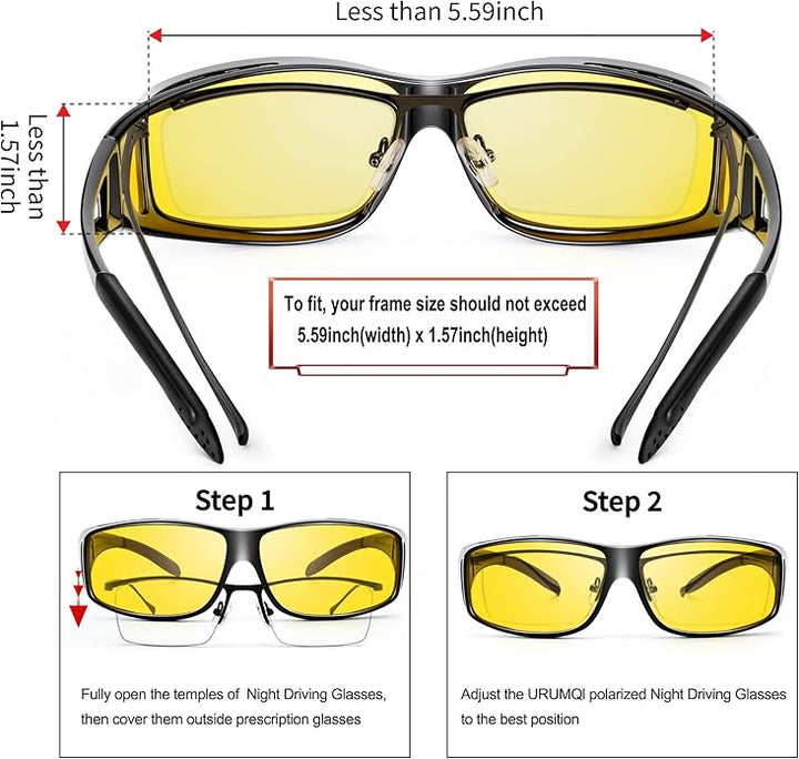 Gelbe polarisierte Nachtsichtbrille, UV-Schutz, für sicheres Fahren bei Nacht.