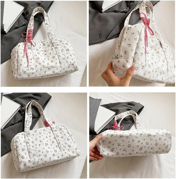 Bow Duffle Bag – Velká plátěná víkendová taška s detailem stuhy – Floria