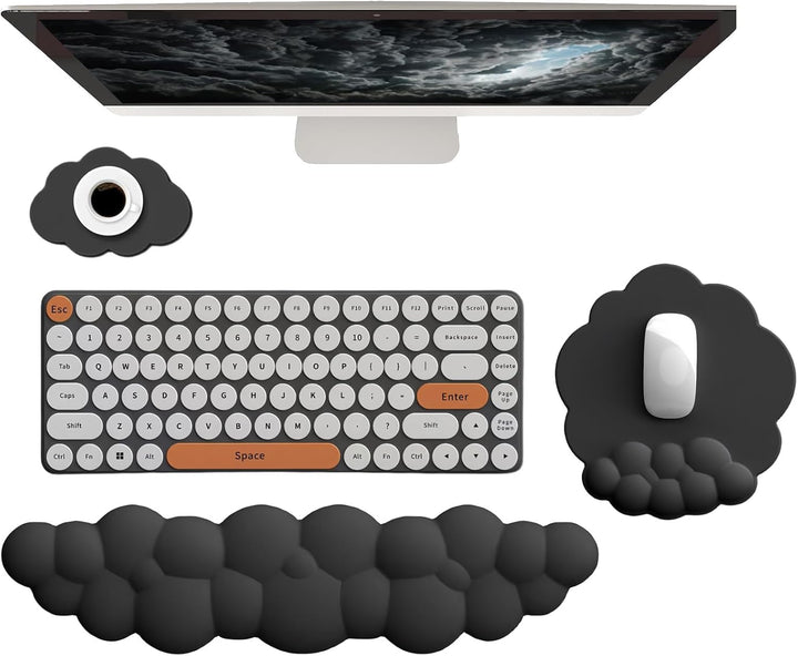 Ergonomická opěrka zápěstí ve tvaru mráčku s podložkou pod myš a podtáčkem – Zeyora