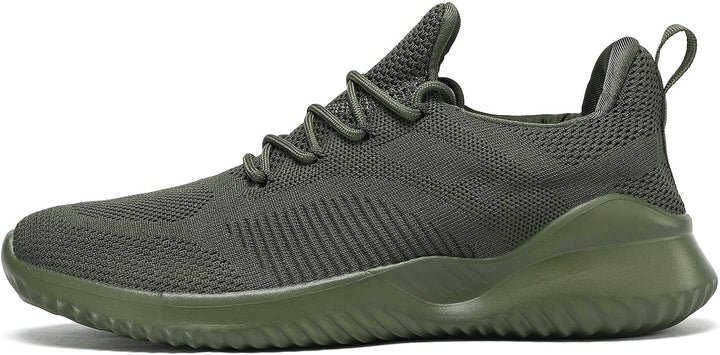 Olivgrüner Sneaker aus Mesh, atmungsaktiv, rutschfeste Sohle, ideal für Sport und Freizeit.