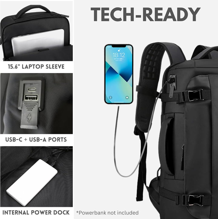15” vodotěsný batoh na notebook s bočním otevíráním a USB‑C portem – série TrekPro