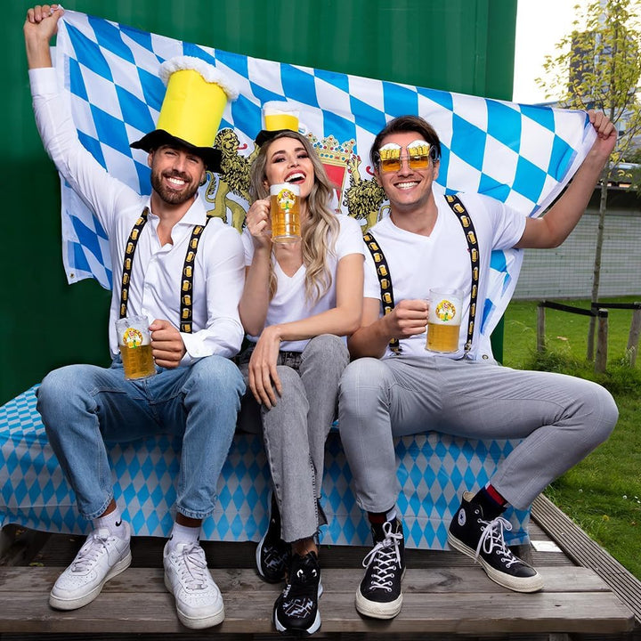 Trachtenové šle černé s motivem pivního hrnku – ProstClip Oktoberfest 2026