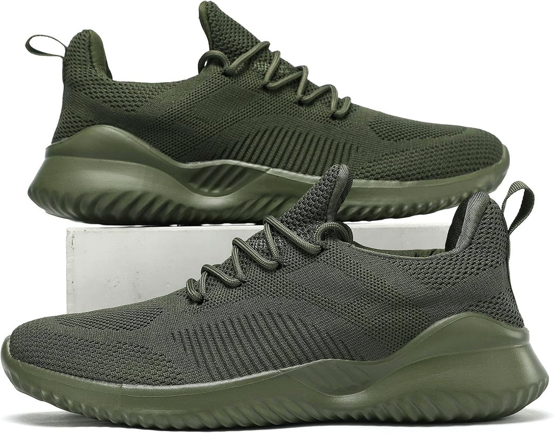 Grüne Herren-Sneaker, atmungsaktiv, rutschfest, sportlich, modisch, bequem, Strickmaterial.