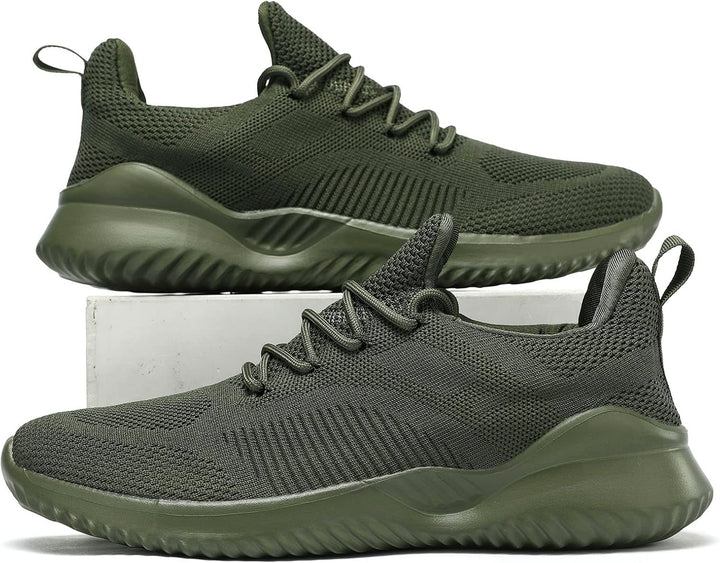 Grüne Herren-Sneaker, atmungsaktiv, rutschfest, sportlich, modisch, bequem, Strickmaterial.