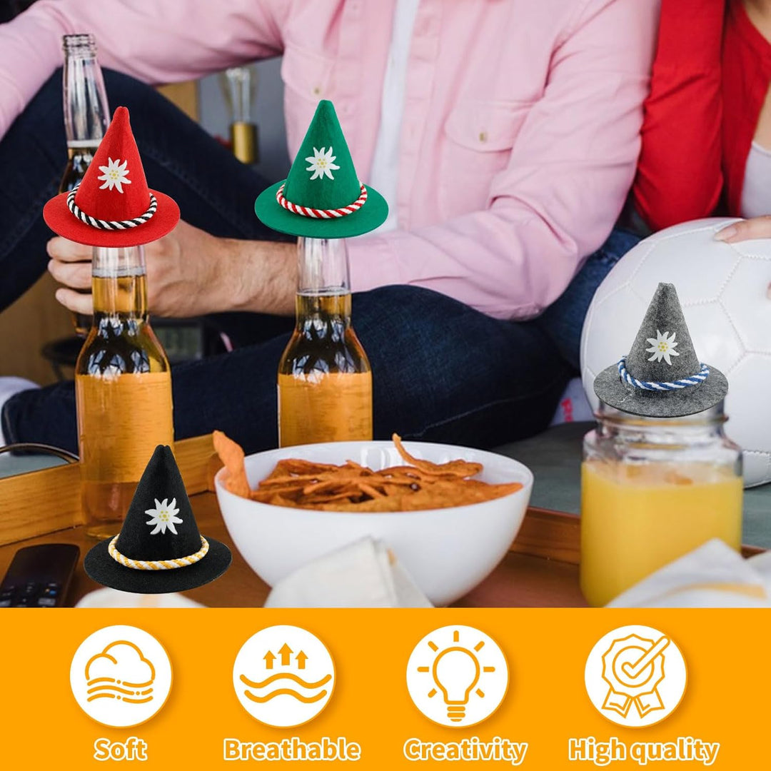 Mini trachtové klobouky z plsti, barevné, v balení po 12 kusech – EdelweißGaudi Oktoberfest 2025