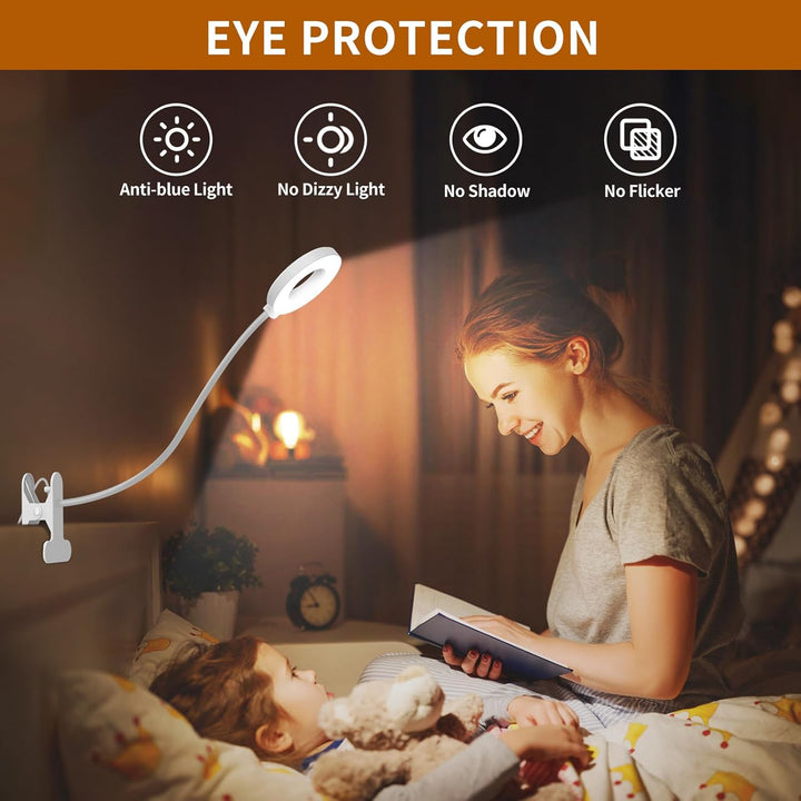 LED stolní lampička s klipem, 3 barevné režimy, s flexibilním husím krkem – Selvara (1+1 ZDARMA)