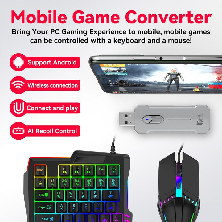 RGB herní klávesnice a myš – ergonomická sada adaptérů pro ovladače – Zyvorn