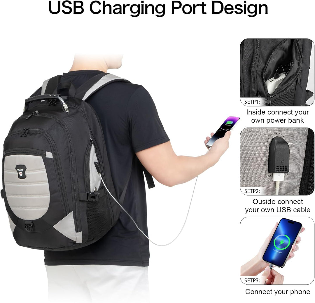 Voděodolný batoh proti krádeži pro notebook a cestování s USB portem – 17,3"