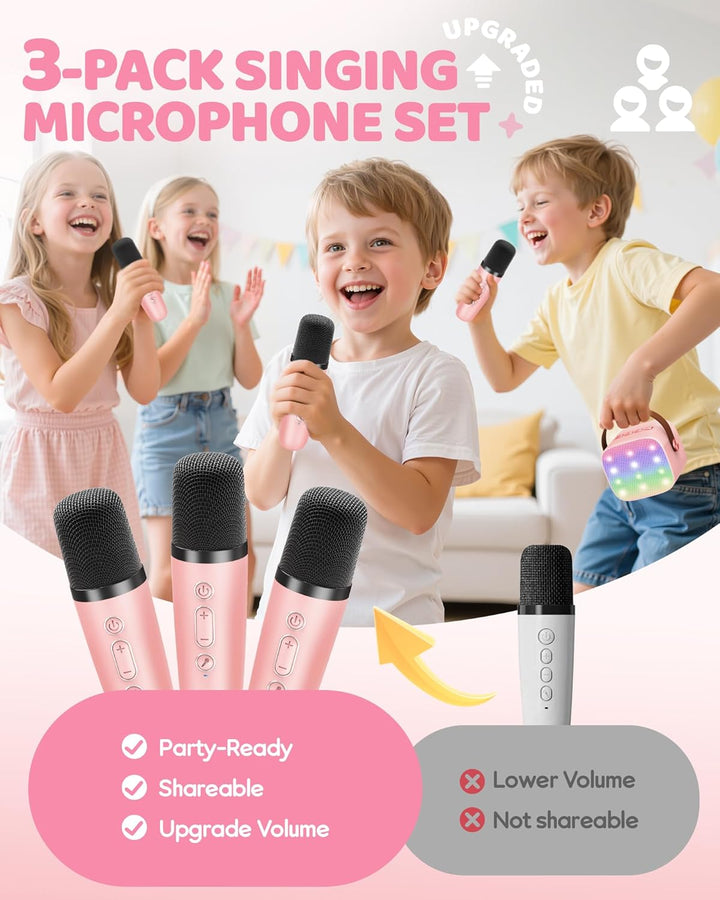 Přenosný mini karaoke přístroj s Bluetooth reproduktorem a 2 bezdrátovými mikrofony – Veylo